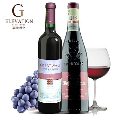 法國(guó)原裝進(jìn)口紅酒批發(fā) 羅菲爾西蒙長(zhǎng)城出口型解百納兩瓶套裝紅酒 圖片_高清大圖 